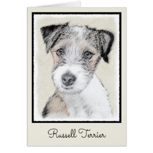 Russell Terrier Rough Painting - Original Hund Art Hälsningskort