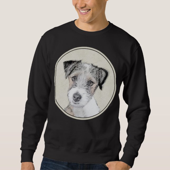 Russell Terrier Rough Painting - Original Hund Art Lång Ärmad Tröja (Framsida)