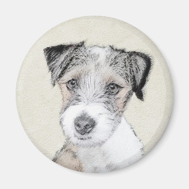Russell Terrier Rough Painting - Original Hund Art Magnet (Framsidan)