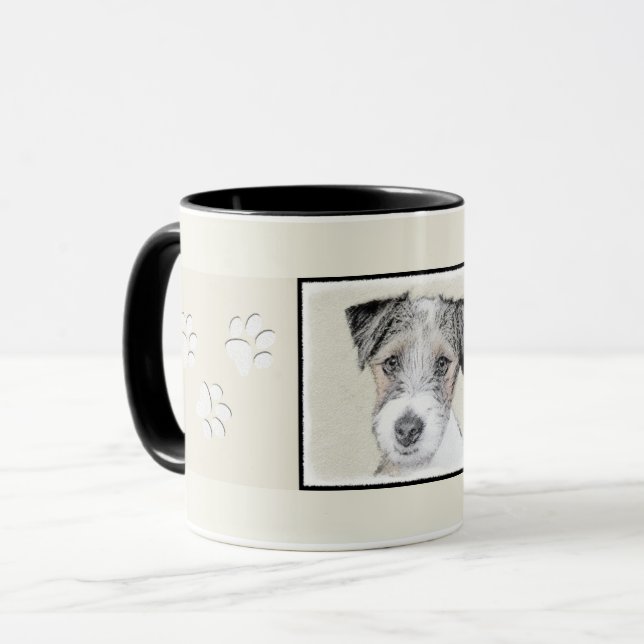 Russell Terrier Rough Painting - Original Hund Art Mugg (Framsida vänster)