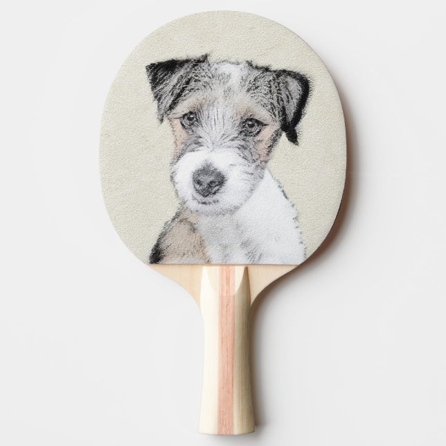 Russell Terrier Rough Painting - Original Hund Art Pingisracket (Framsidan)