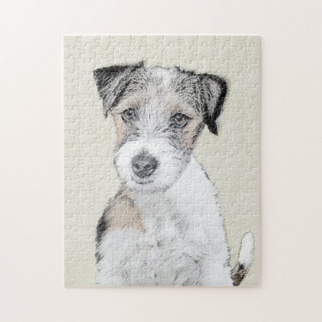 Russell Terrier Rough Painting - Original Hund Art Pussel (Vertikal)
