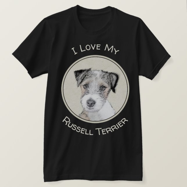 Russell Terrier Rough Painting - Original Hund Art T Shirt (Design framsida)