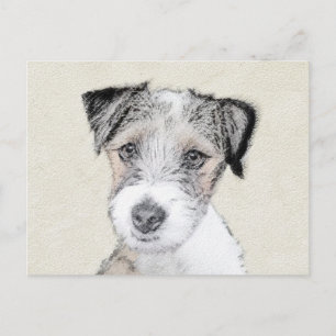 Russell Terrier Rough Painting - Original Hund Art Vykort