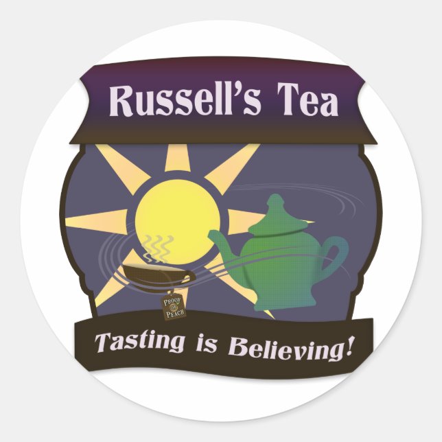 Russell's Tea Runt Klistermärke (Framsida)
