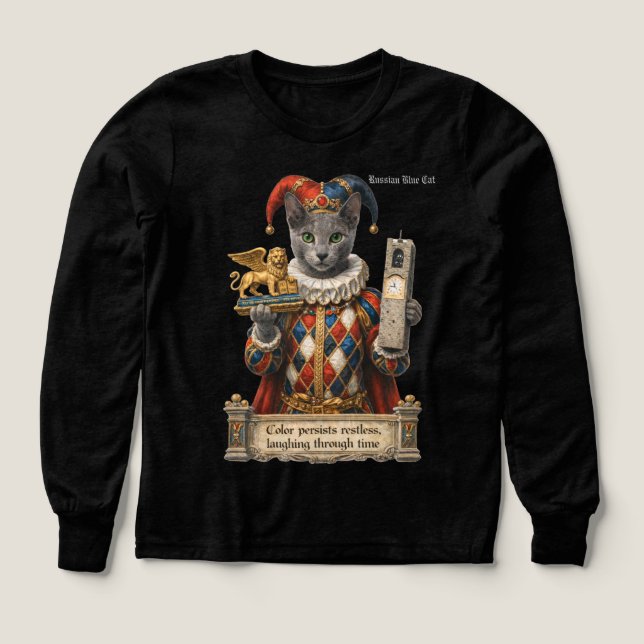 Russian Blue Arlequin Cat T Shirt (Design framsida)