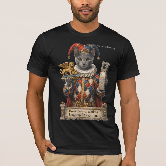 Russian Blue Arlequin Cat T Shirt (Framsida)