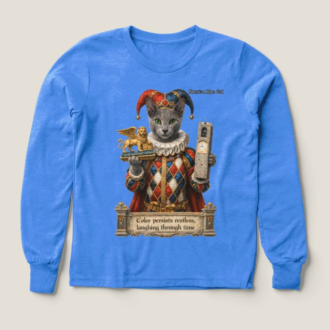 Russian Blue Arlequin Cat T Shirt (Design framsida)