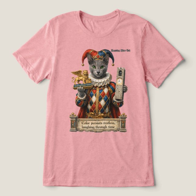 Russian Blue Arlequin Cat T Shirt (Design Framsida)