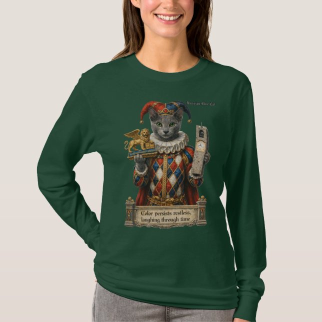 Russian Blue Arlequin Cat T Shirt (Framsida)