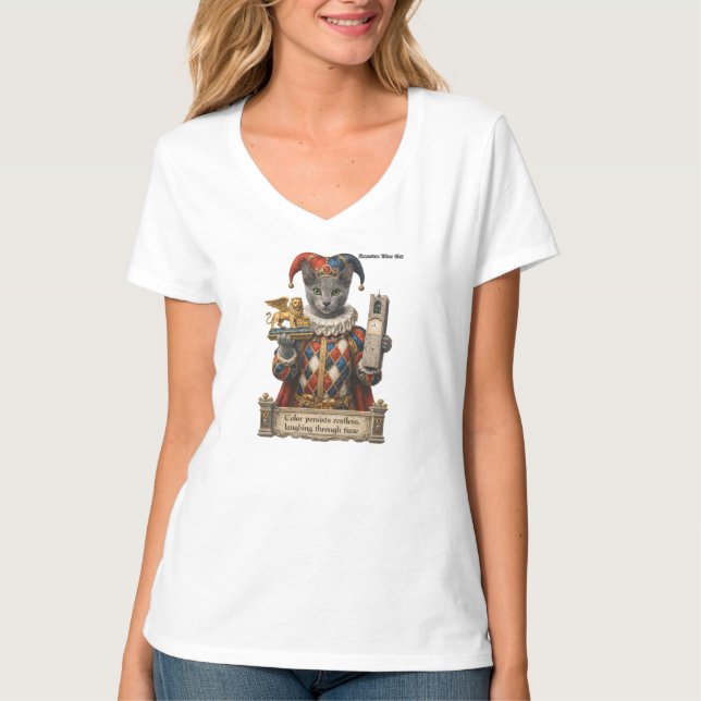 Russian Blue Arlequin Cat T Shirt (Framsida)