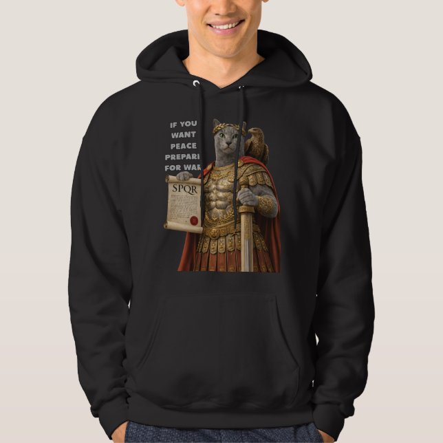 Russian Blue Caesar Cat Hoodie (Framsida)