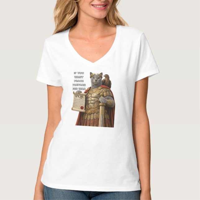 Russian Blue Caesar Cat T Shirt (Framsida)