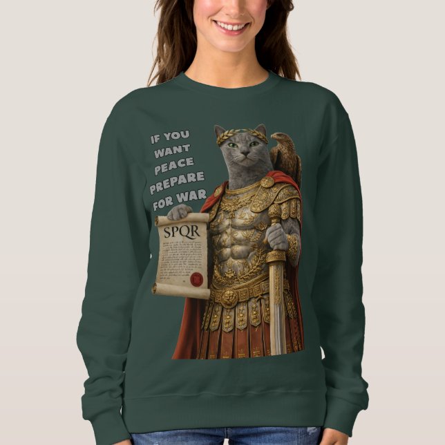 Russian Blue Caesar Cat T Shirt (Framsida)