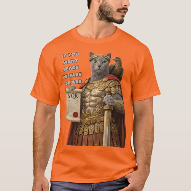 Russian Blue Caesar Cat T Shirt (Framsida)