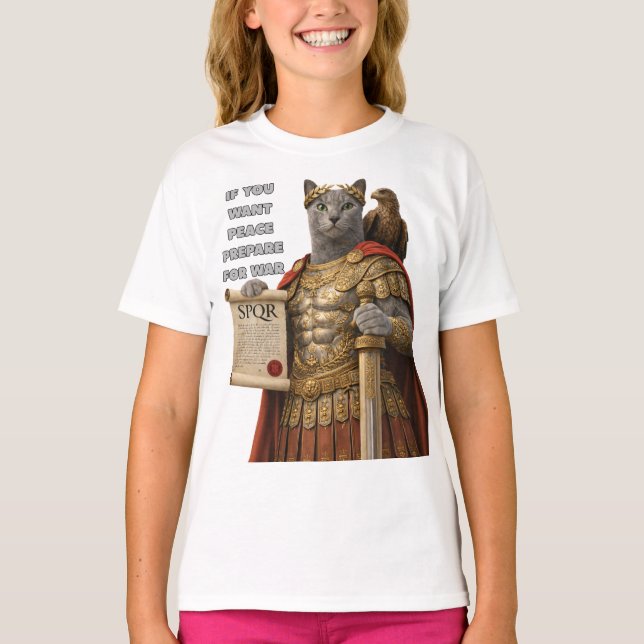 Russian Blue Caesar Cat T Shirt (Framsida)