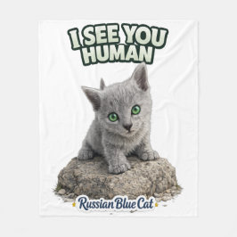 Russian Blue Cat Fleece Blanket