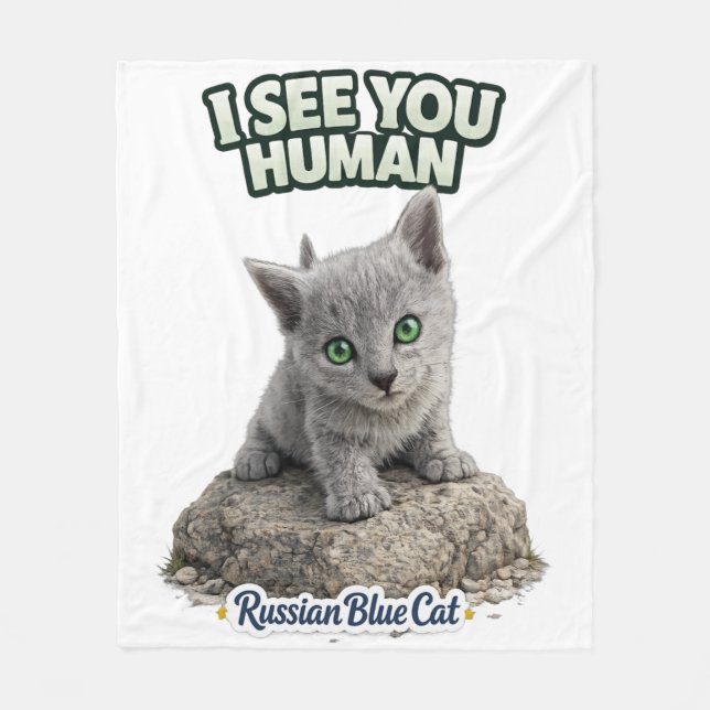 Russian Blue Cat Fleece Blanket (Framsidan)