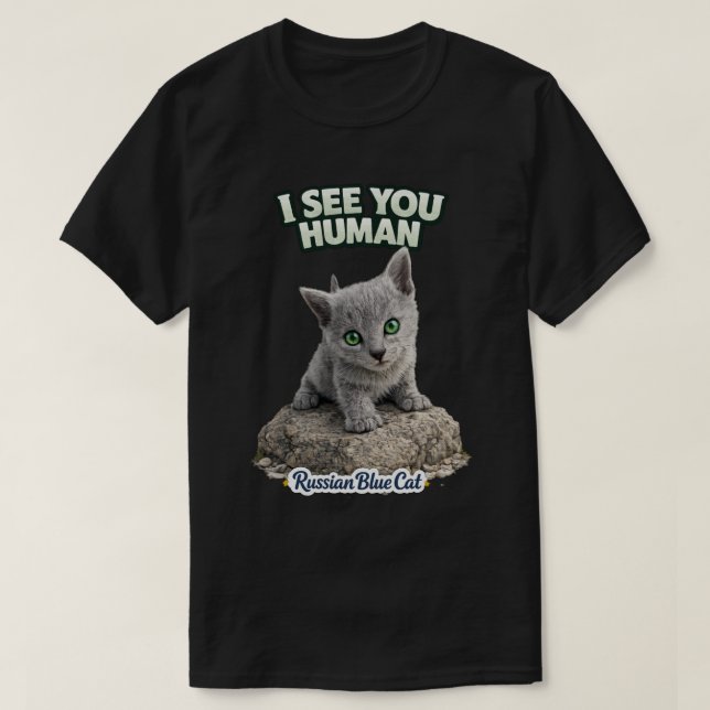 Russian blue cat - Funny kitten T Shirt (Design framsida)