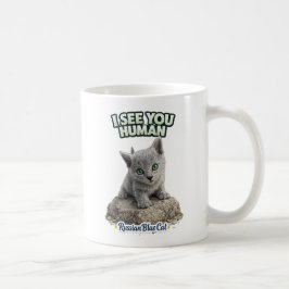 Russian Blue Cat Mug - I see you human Kaffemugg