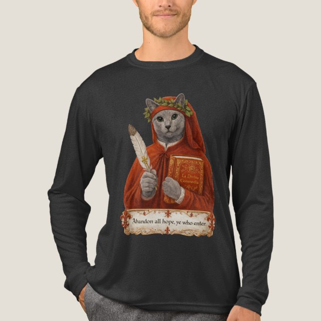 Russian Blue Dante Alighieri Cat T Shirt (Framsida)