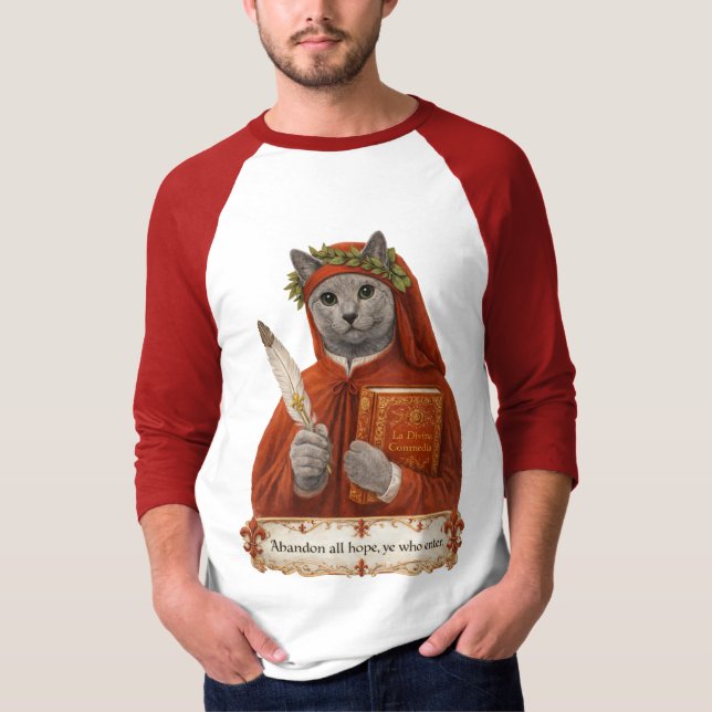 Russian Blue Dante Alighieri Cat T Shirt (Framsida)
