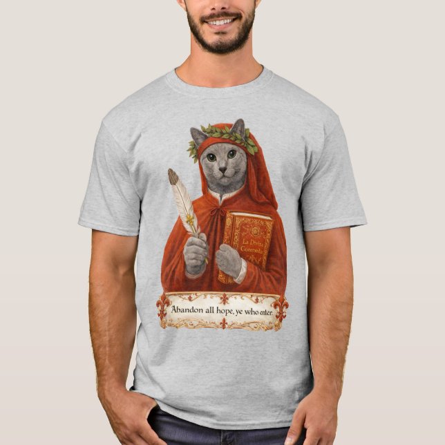 Russian Blue Dante Alighieri Cat T Shirt (Framsida)