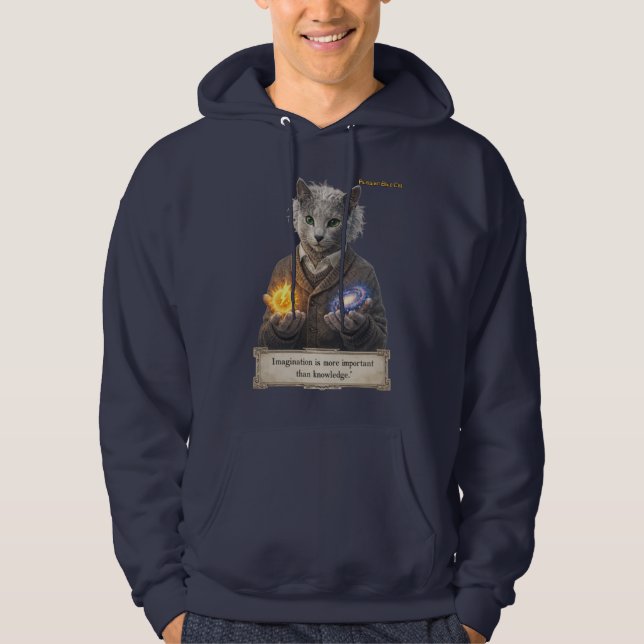 Russian Blue Einstein Cat - Imagination Hoodie (Framsida)