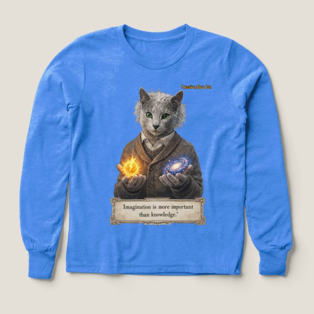 Russian Blue Einstein Cat - Imagination T Shirt (Design framsida)