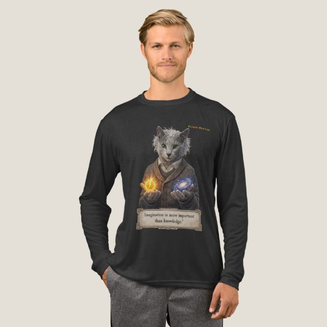 Russian Blue Einstein Cat - Imagination T Shirt (Hel framsida)