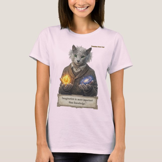 Russian Blue Einstein Cat - Imagination T Shirt (Framsida)