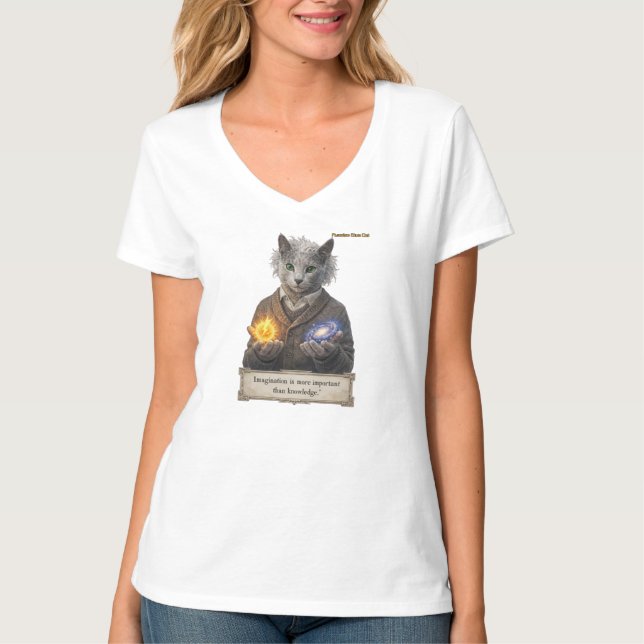 Russian Blue Einstein Cat - Imagination T Shirt (Framsida)