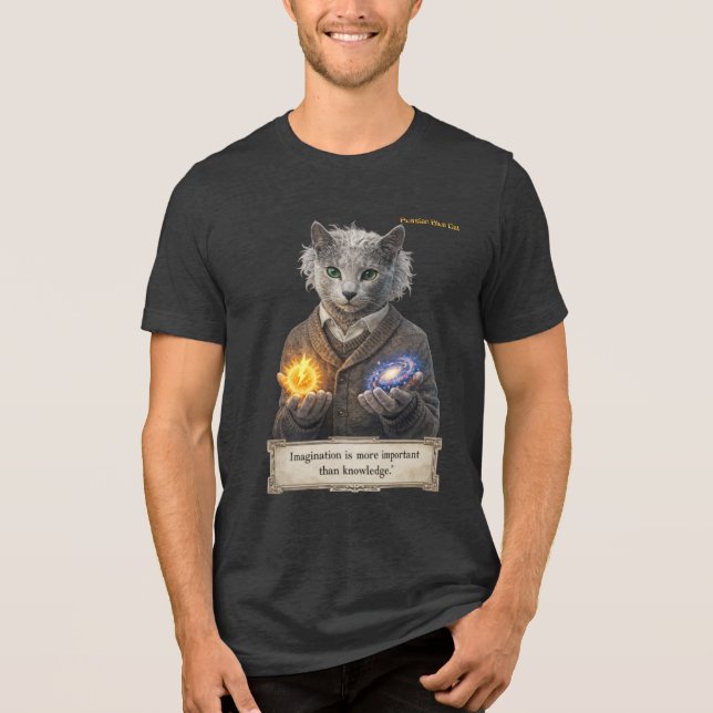 Russian Blue Einstein Cat - Imagination T Shirt (Framsida)