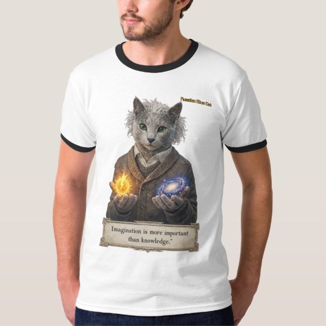Russian Blue Einstein Cat - Imagination T Shirt (Framsida)
