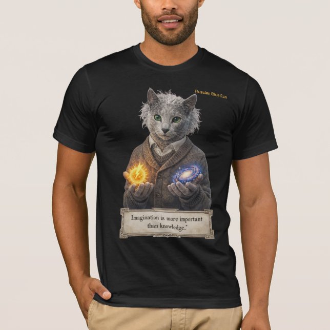 Russian Blue Einstein Cat - Imagination T Shirt (Framsida)