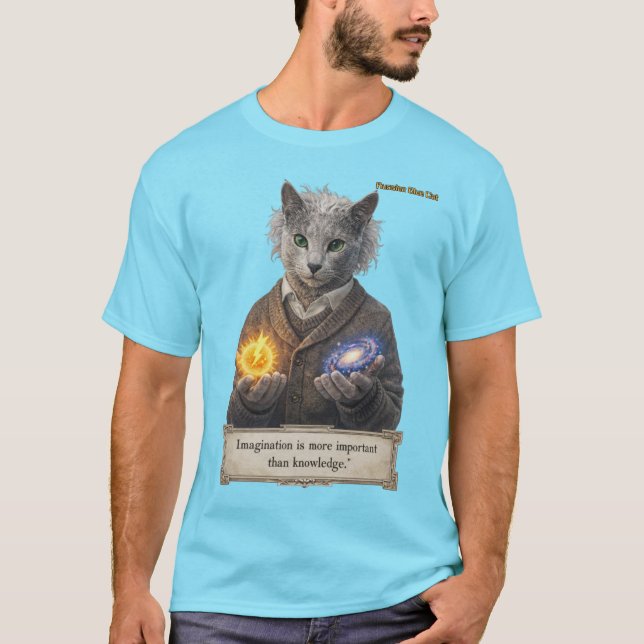 Russian Blue Einstein Cat - Imagination T Shirt (Framsida)