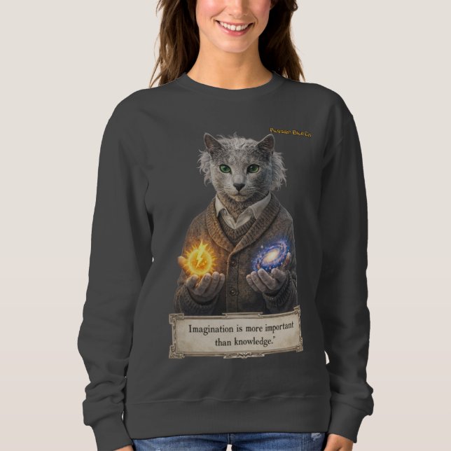 Russian Blue Einstein Cat - Imagination T Shirt (Framsida)