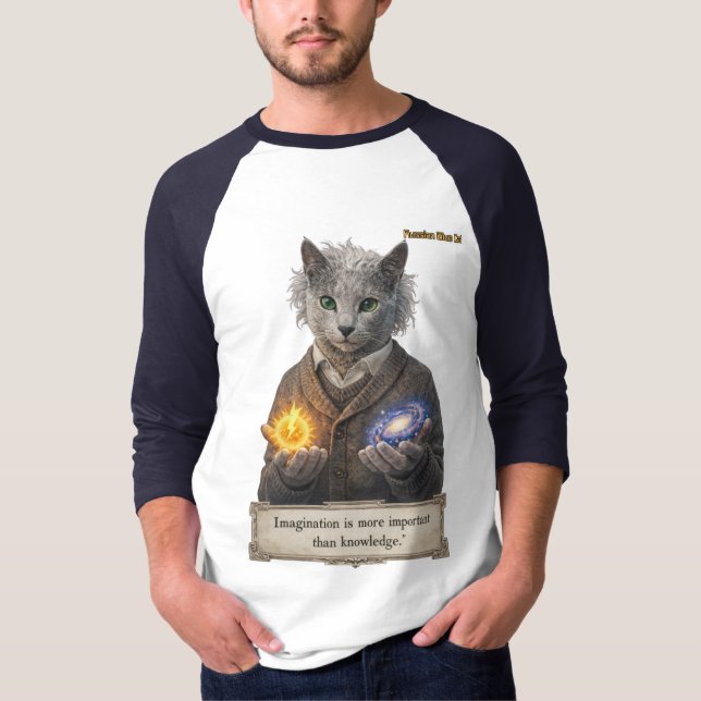 Russian Blue Einstein Cat - Imagination T Shirt (Framsida)
