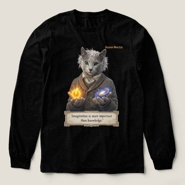 Russian Blue Einstein Cat - Imagination T Shirt (Design framsida)