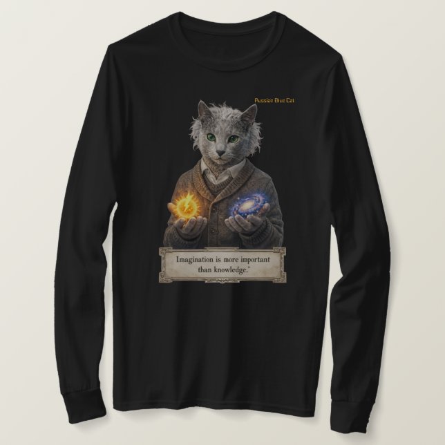 Russian Blue Einstein Cat - Imagination T Shirt (Design framsida)