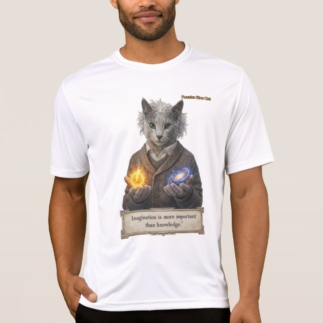 Russian Blue Einstein Cat - Imagination T Shirt (Framsida)