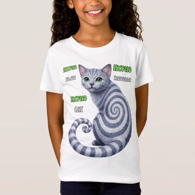 Russian Blue Hypno Cat T Shirt (Framsida)