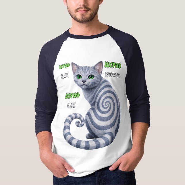 Russian Blue Hypno Cat T Shirt (Framsida)