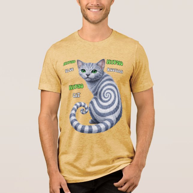 Russian Blue Hypno Cat T Shirt (Framsida)