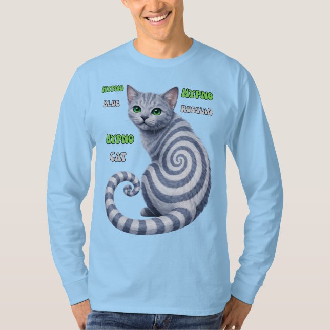 Russian Blue Hypno Cat T Shirt (Framsida)