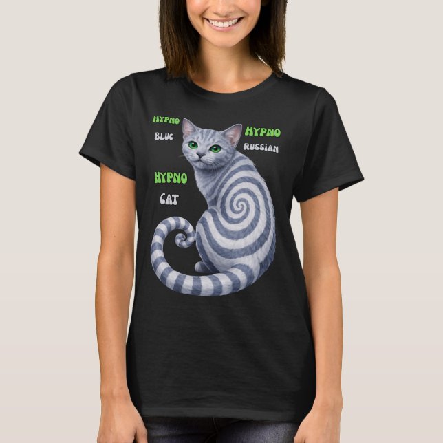 Russian Blue Hypno Cat T Shirt (Framsida)