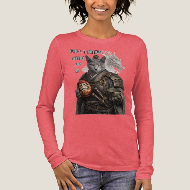 Russian Blue Samurai Cat T Shirt (Framsida)