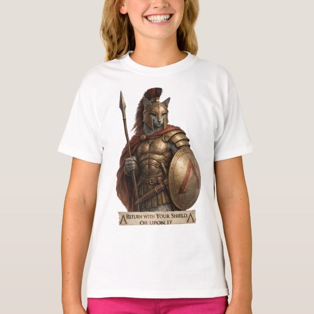 Russian Blue Spartan Cat T Shirt (Framsida)