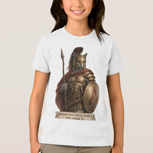 Russian Blue Spartan Cat T Shirt (Framsida)