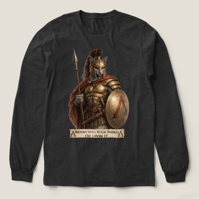 Russian Blue Spartan Cat T Shirt (Design framsida)